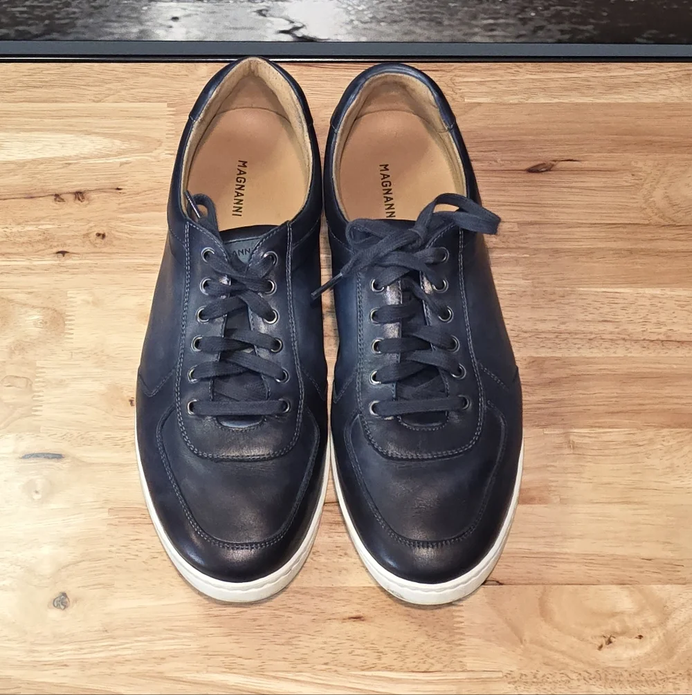 Magnanni Franco Lo Navy Leather Sneakers 13M - Picture 4 of 8